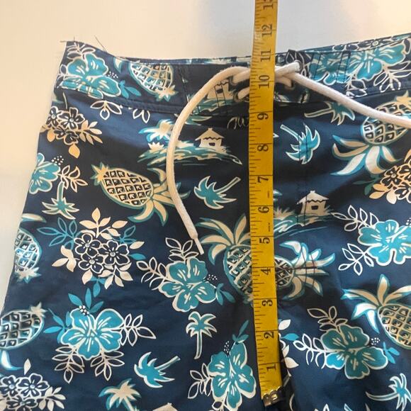 J. Crew Flex Swim Trunks Mens Sz 28 Blue Pineapple Tropical Floral Board Shorts - Picture 6 of 8